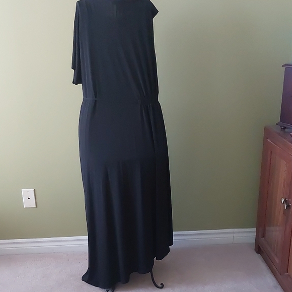 DKNY, Size L/Tall Very Unique Design Black Maxi Dress with Drawstring Waist - Picture 7 of 16